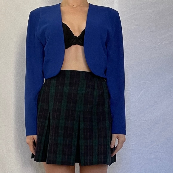 Vintage 80s cobalt blue bolero blazer - Picture 2 of 3